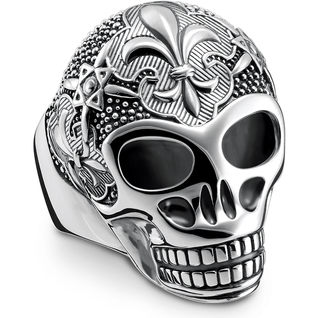 Thomas Sabo Ring lily skull silver-coloured TR2155-637-21-48 - black/silver-coloured