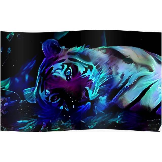 Posters Blacklight Tiger Dreams 16x20 inch or 20x20 inch Wall Art Soccer Print