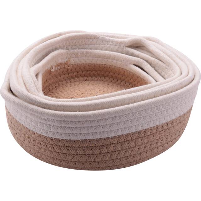 5-Piece Round Small Woven Baskets Set - 100% Natural Cotton Rope Baskets Key Tray, , Bowl