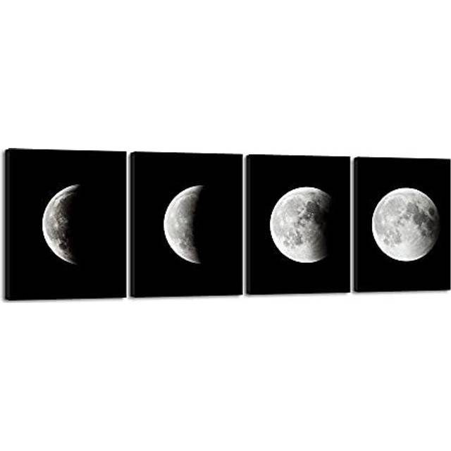 Moon Large Modern Giclee Canvas Prints Artwork Abstract Space Pictures Paintings on Stretched and Framed Canvas Wall Art Ready to Hang for Living Room