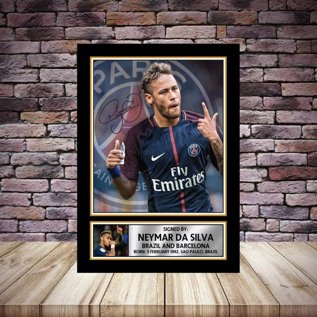 (A4 POSTER) Neymar PSG 2 Signed Autographed Poster Print - OPTIONAL FRAMING, an Excellent Gift or present for Fan memorabilia