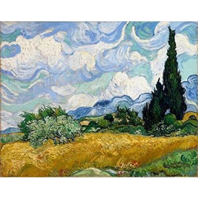 - Wheat Field with Cypresses by Van Gogh Famous Oil Paintings Reproduction Modern Framed Landscape Giclee Canvas Prints Artwork Pictures on Canvas
