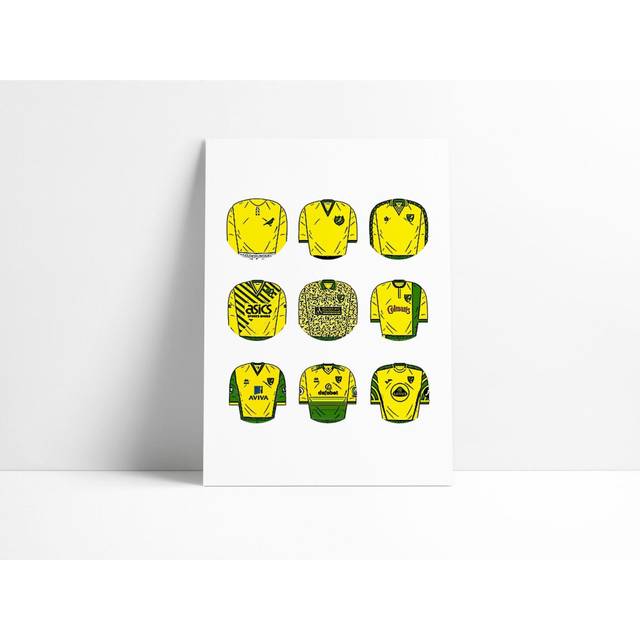 "Poster Norwich City Classic Football Kits Print Wall Art Picture 16x20"" or 20x20 inch"