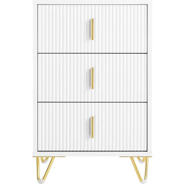 SoBuy Nattduksbord med 3 lådor Soffbord Sidobord Sängbord FBT115-L-W