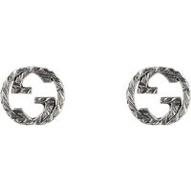 Gucci Interlocking G Motif Aged Sterling Silver Stud Earrings