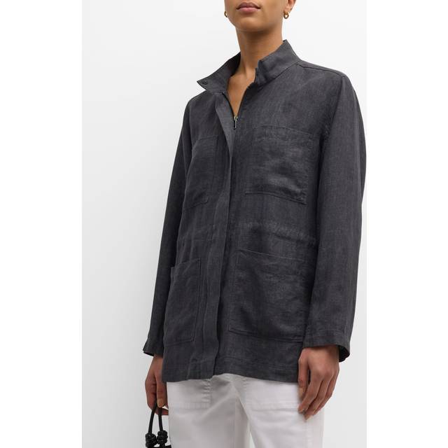 Eileen Fisher Stand Collar Linen Jacket