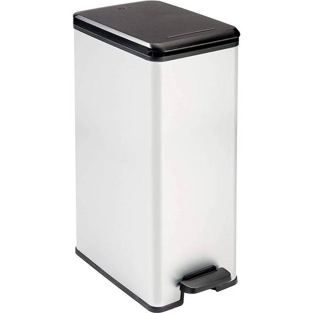 Curver Slim Line Stainless Steel Effect Deco Pedal Bin - 40 Litre - Grey