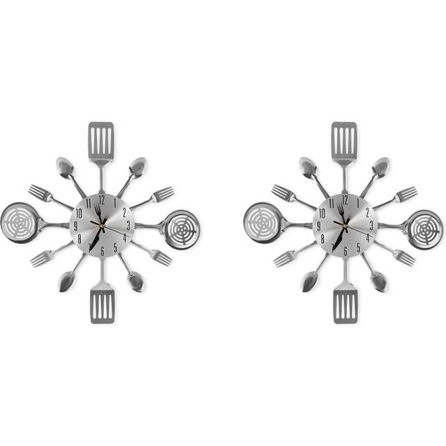 2X Kitchen Wall Clocks with Spoons and Forks, Decor and Nice Gifts,Wall Clock Tableware Wall Clock