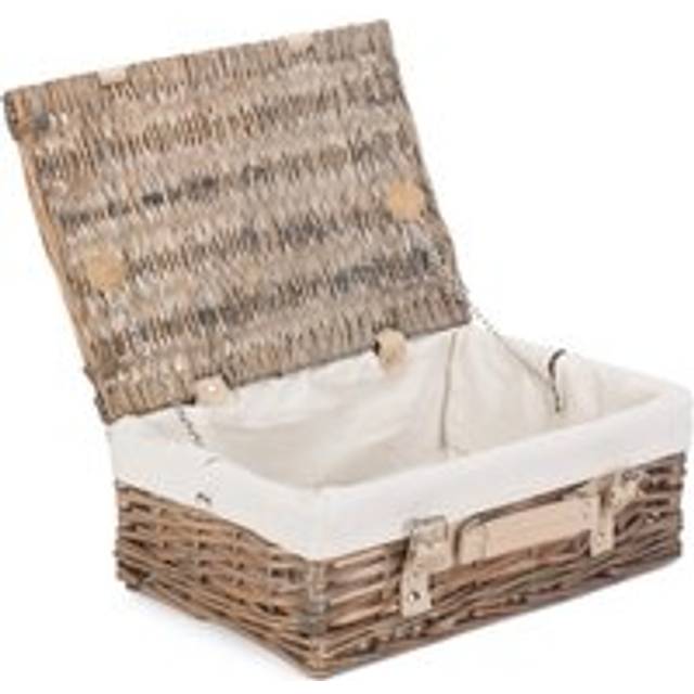 35cm Antique Wash Split Willow Wicker Basket - White