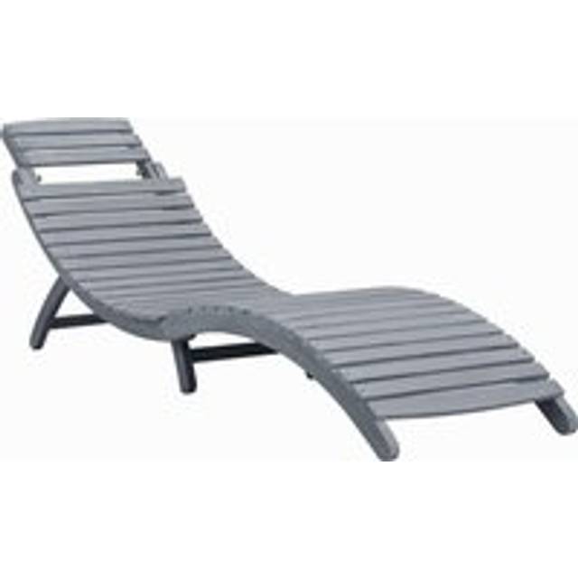 Sun Lounger Grey Wash Solid Acacia Wood - One Size