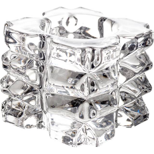 (Square, 3) Clear Glass Designed Tea Light Candle Holder