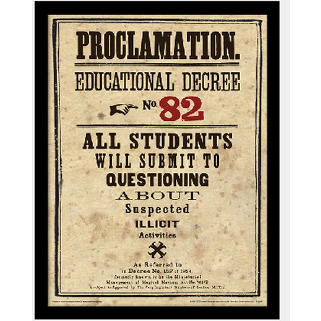 Harry Potter (Educational Decree No. 82) Framed 30 x 40cm Print