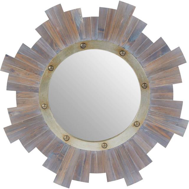 Orsina Sunburst Wooden Wall Mirror with Nail he