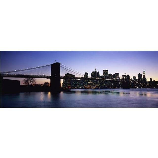 Sunset Over Lower Manhattan & Brooklyn Bridge Poster Print, 44 x 15 - Large
