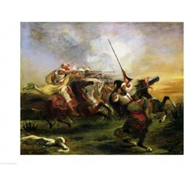 Moroccan Horsemen in Military Action 1832 Poster Print by Eugene Delacroix - 36 x 24 in. - Large