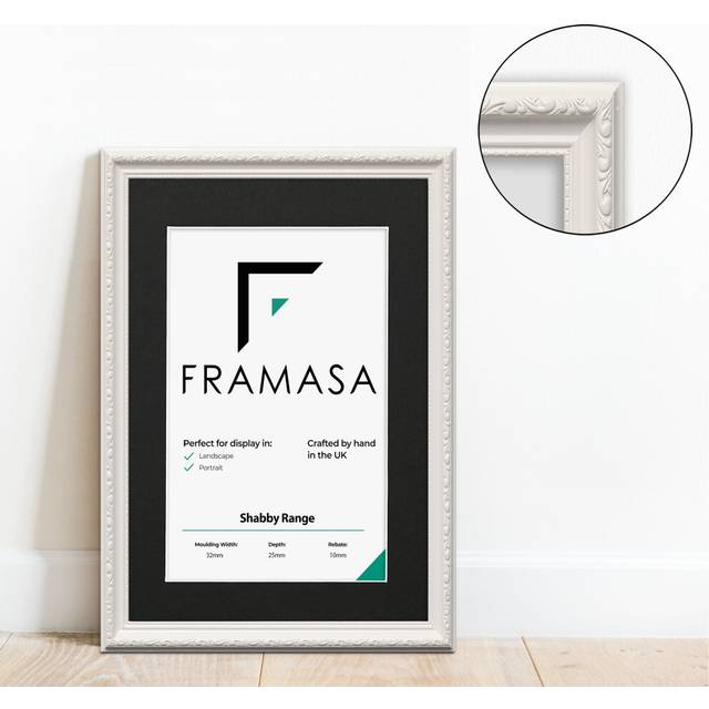 (White Frame Black Mount, 50x70CM Pic (60x80CM Frame)) New Shabby Chic Picture Photo Frames ,White Antique Style Photo Frames,  With Multicolored Moun