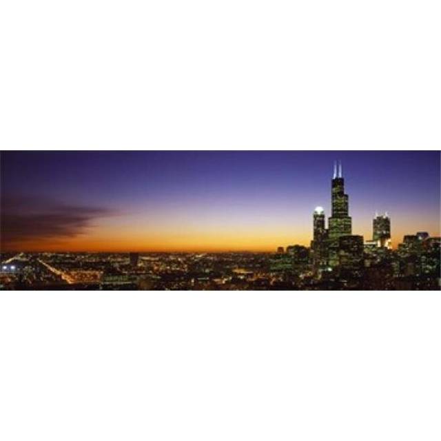 Panoramic Images PPI52533L Night Chicago IL USA Poster Print by Panoramic Images - 36 x 12