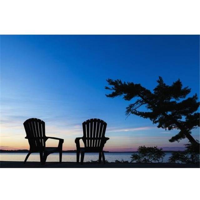 Silhouette of Muskoka Chairs & Balsam Lake At Sunrise - Ontario Canada Poster Print by Vast Photography, 38 x 24 - Large