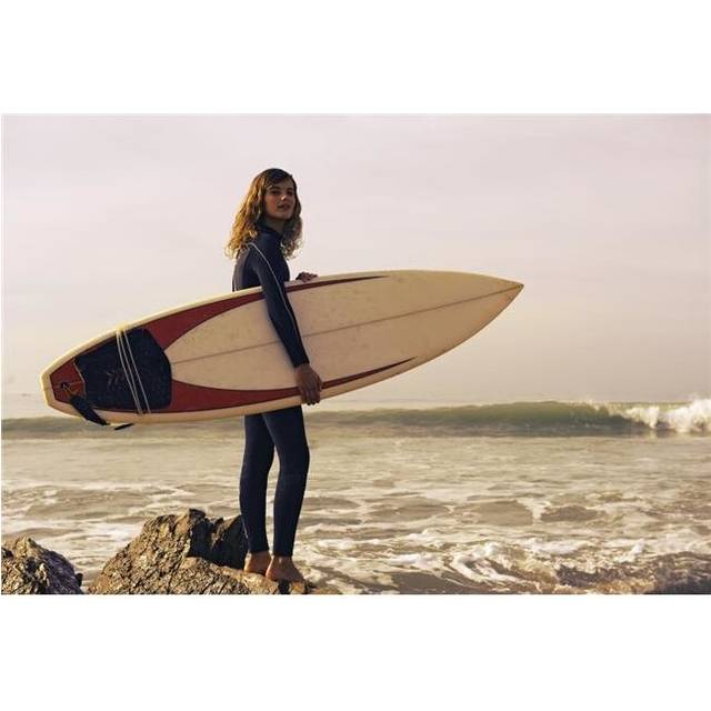 Young Woman with Her Surfboard At The Beach - Tarifa, Cadiz, Andalusia, Spain Poster Print, 36 x 24 - Large