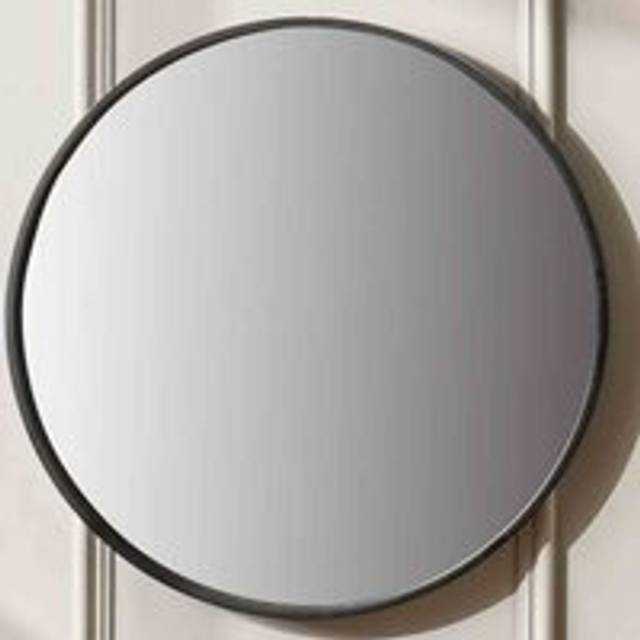 Wood Round Mirror - Black