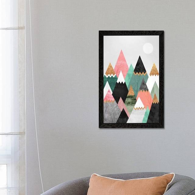 &#39;Pretty Mountains&#39; - Floater Frame Graphic Art Print on Canvas - Black Framed (66.04cm H x 45.72cm W x 3.81cm D)