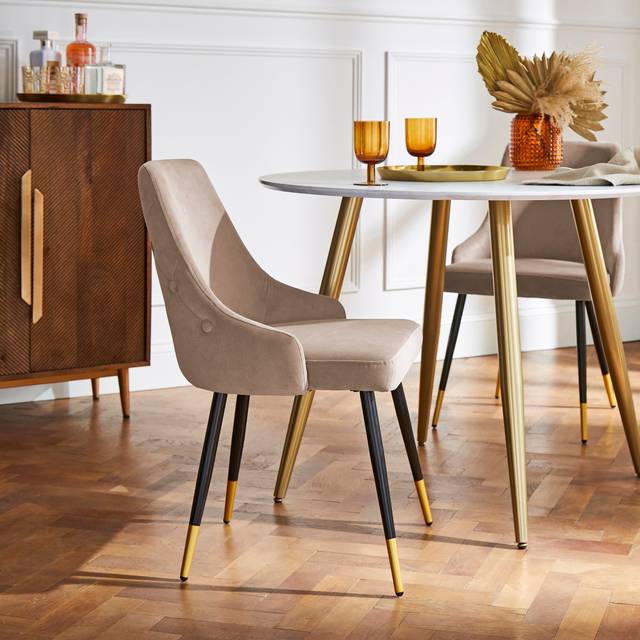 Ariana Set of 2 Dining Chairs, Velvet - Mink