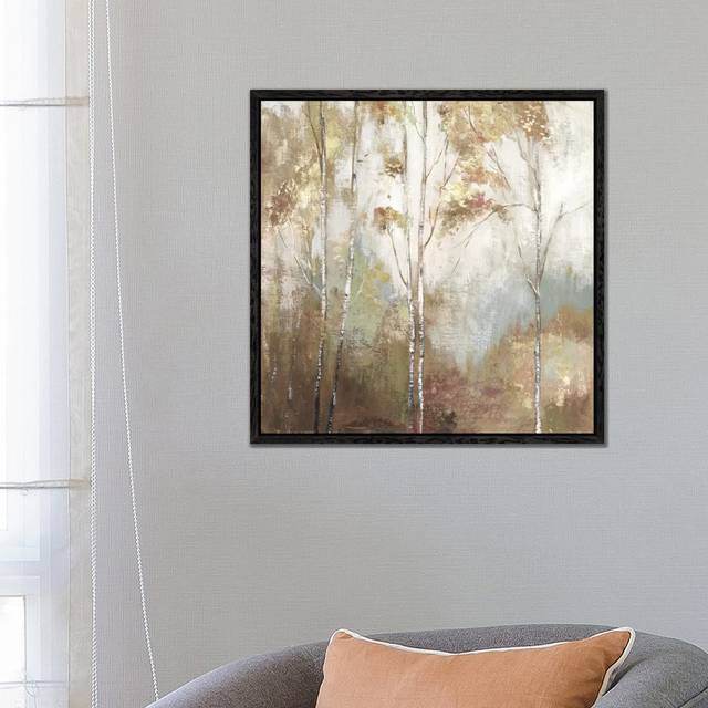 Fine Birch II by Allison Pearce - Painting Print on Canvas - Black Framed (66.04 cm H x 66.04 cm W)