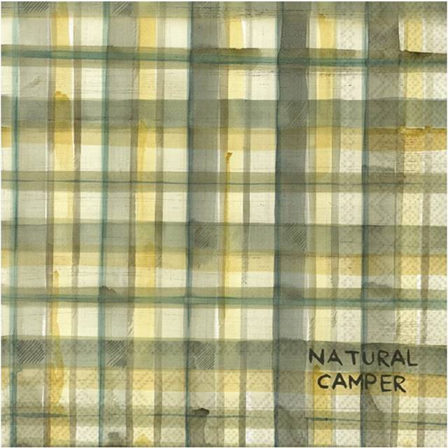 IHR Natural Camper Check Print Cocktail Paper Napkins 20 Disposable 3-Ply