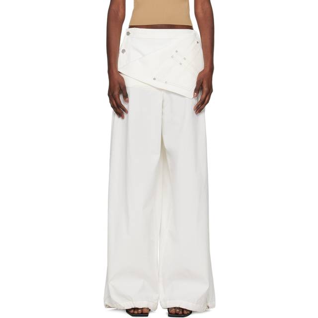 Dion Lee White Foldover Parachute Trousers - Ivory - XL