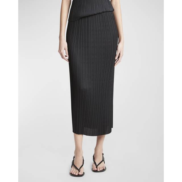 Vince, Kjol, Dam, S, Polyester, Veckad Rak Kjol - black (S)