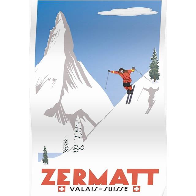 Posters Zermatt, Valais, Switzerland,Ski 16x20 inch or 20x20 inch Wall Art Soccer Print