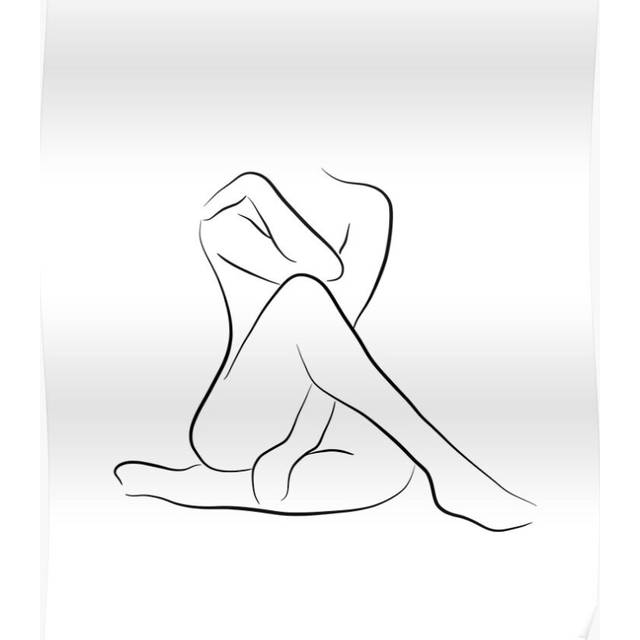 Posters Woman Body Line Art Drawing- Lady Clara 16x20 inch or 20x20 inch Wall Art Soccer Print