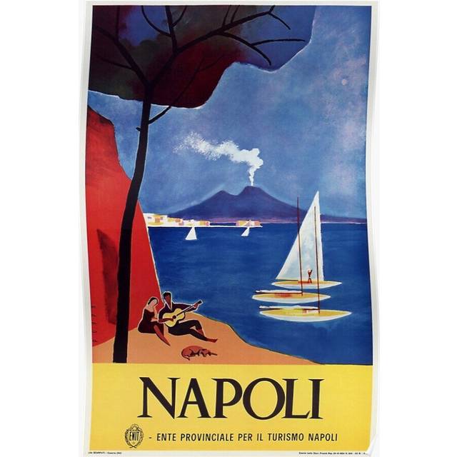 Posters Napels Italy retro vintage travel ad 16x20 inch or 20x20 inch Wall Art Soccer Print