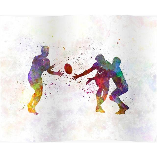Posters Rugby men players 02 in watercolor 16x20 inch or 20x20 inch Wall Art Soccer Print