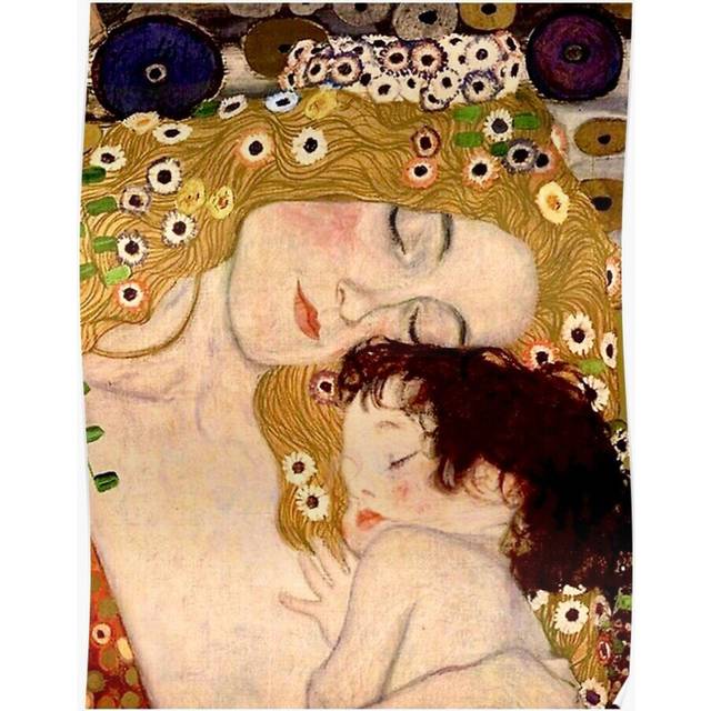 Posters Mother and Child by Gustav Klimt (1906) 16x20 inch or 20x20 inch Wall Art Soccer Print
