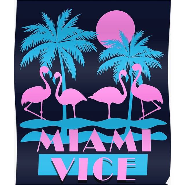 Posters Miami Vice - Flamingo Florida 16x20 inch or 20x20 inch Wall Art Soccer Print