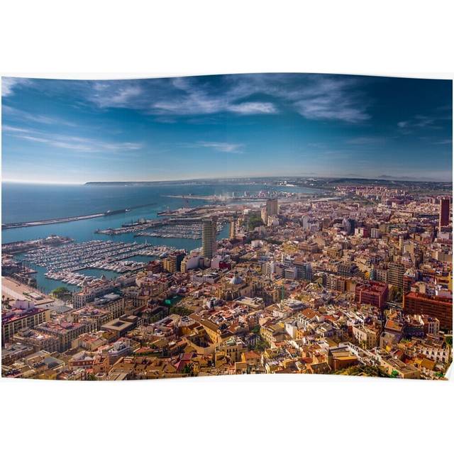 Posters Alicante from above - best viewed large 16x20 inch or 20x20 inch Wall Art Soccer Print