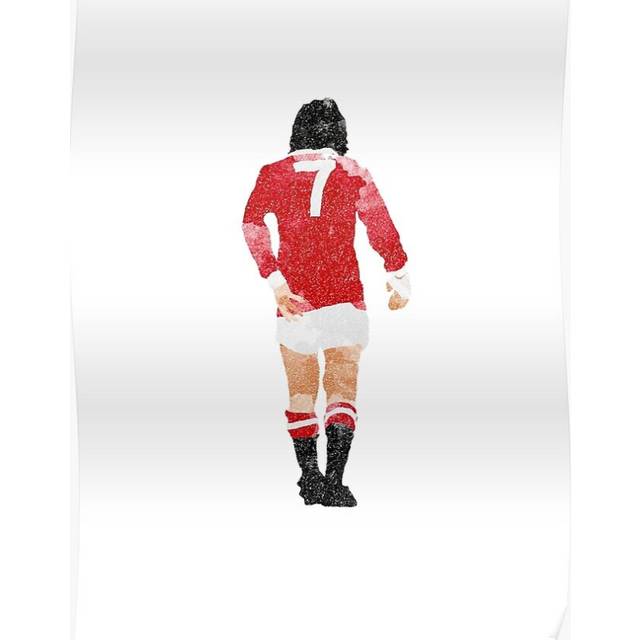 Posters George Best watercolour Manchester United Football Northern Ireland Legend number 7 Man Red 16x20 inch or 20x20 inch Wall Art Soccer Print