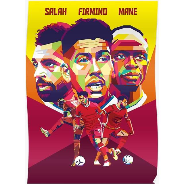 Posters Firmino Mane Salah WPAP Pop Art 16x20 inch or 20x20 inch Wall Art Soccer Print
