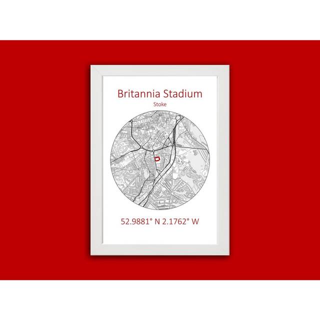 "Poster Stoke Stadium Map Print Wall Art Football Picture Gift 16x20"" or 20x20 inch"