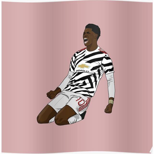 Posters Marcus Rashford Goal Celebration Zebra Kit MUFC 16x20 inch or 20x20 inch Wall Art Soccer Print