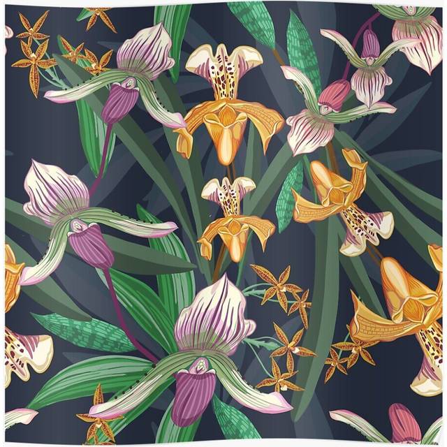 Posters Wonderful yellow and purple orchid in the dark forest 16x20 inch or 20x20 inch Wall Art Soccer Print