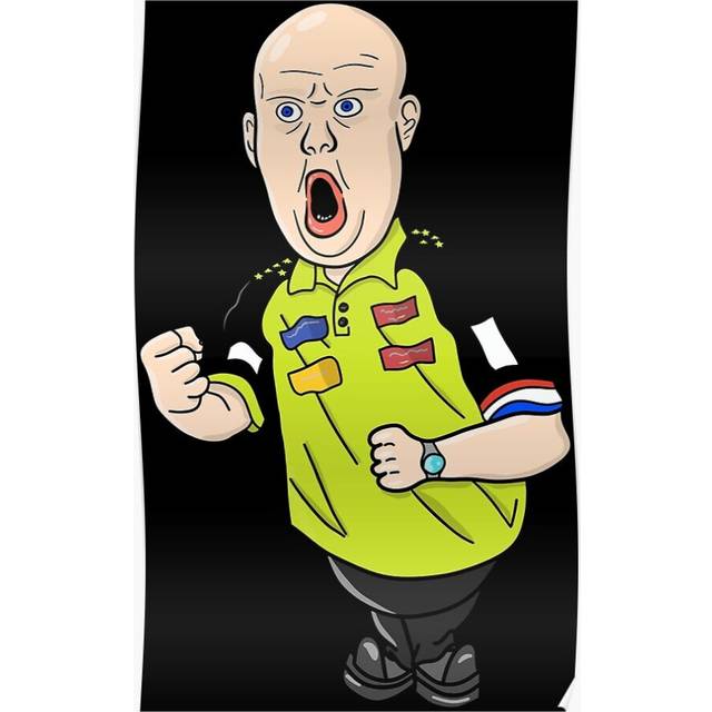Posters Famous dart player cartoon drawing 16x20 inch or 20x20 inch Wall Art Soccer Print