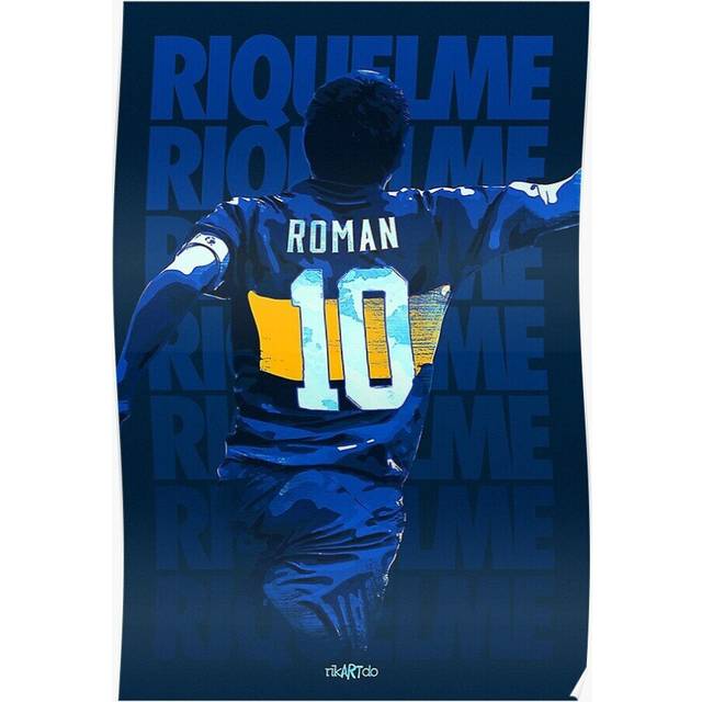 Posters Juan Roman Riquelme Boca 16x20 inch or 20x20 inch Wall Art Soccer Print
