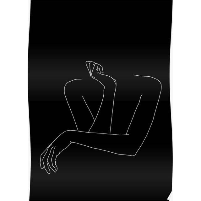 Posters Woman's arms line drawing illustration - Anna Black 16x20 inch or 20x20 inch Wall Art Soccer Print