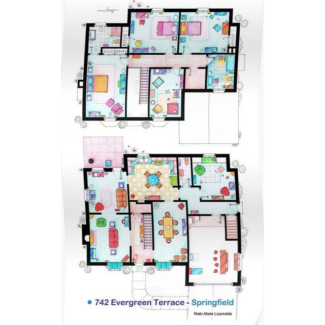 Posters House of Simpson family - Both floors 16x20 inch or 20x20 inch Wall Art Soccer Print