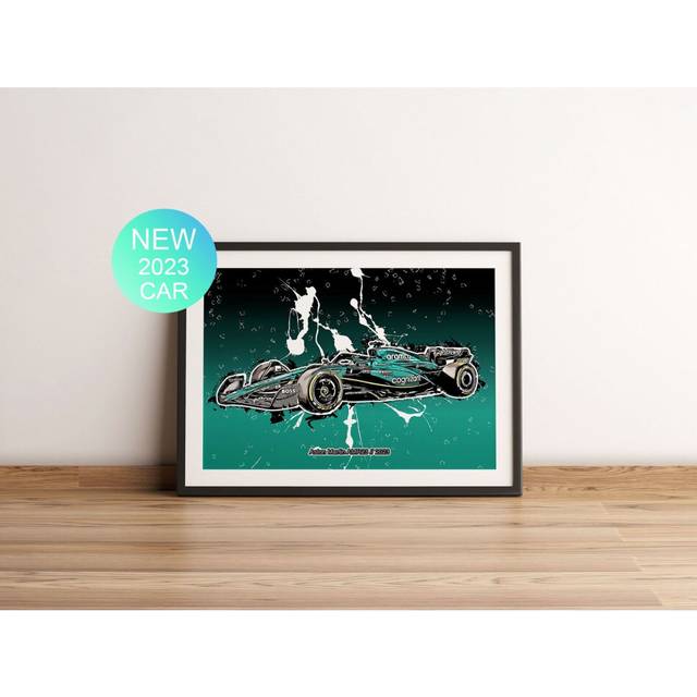 "Poster Aston Martin F1 Car Print 2023 AMR23 F1 Grand Prix Wall Art F1 Picture 16x20"" or 20x20 inch"