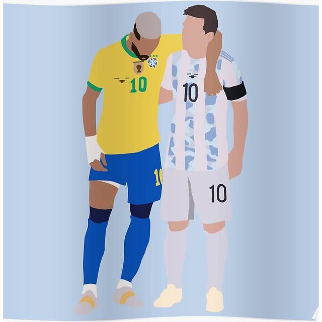 Posters Messi and Neymar Copa America Friends 16x20 inch or 20x20 inch Wall Art Soccer Print