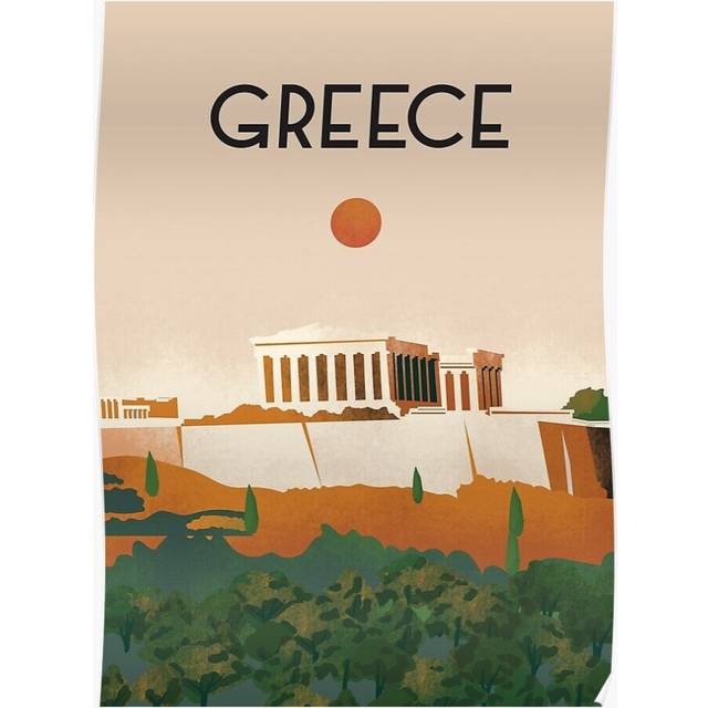 Posters Greece Athens travel poster 16x20 inch or 20x20 inch Wall Art Soccer Print