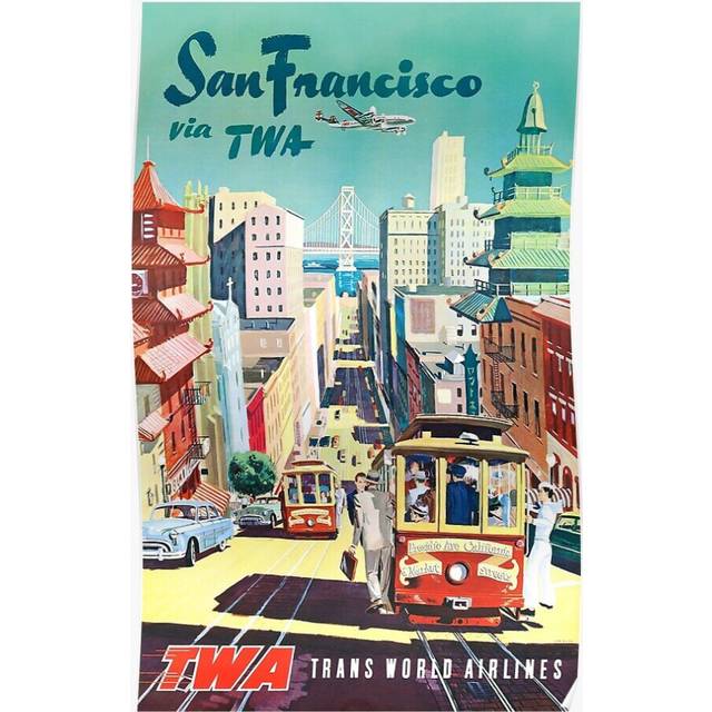Posters San Francisco via TWA - Vintage Travel 16x20 inch or 20x20 inch Wall Art Soccer Print